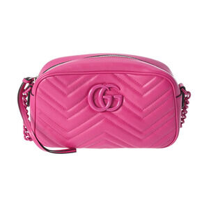 Gucci GG Marmont Quilted Shoulder Bag Pink Calfskin